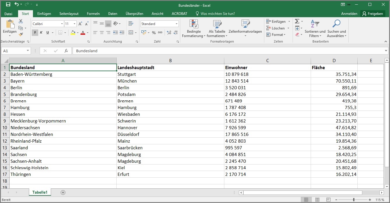 Erstellung einer CSV-Datei