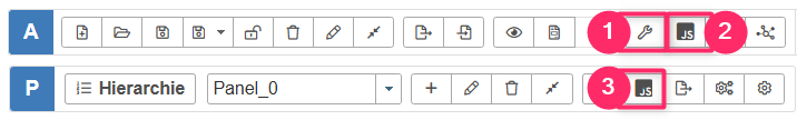 Position der Schaltflächen für JavaScript-Konfiguration