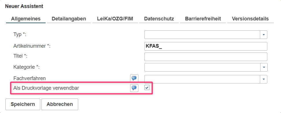 Assistenteneigenschaften