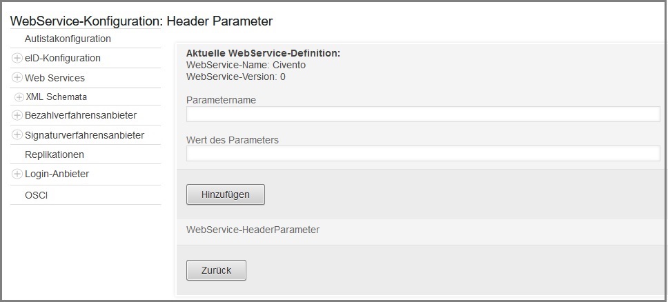 Konfiguration Webservice-HeaderParameter