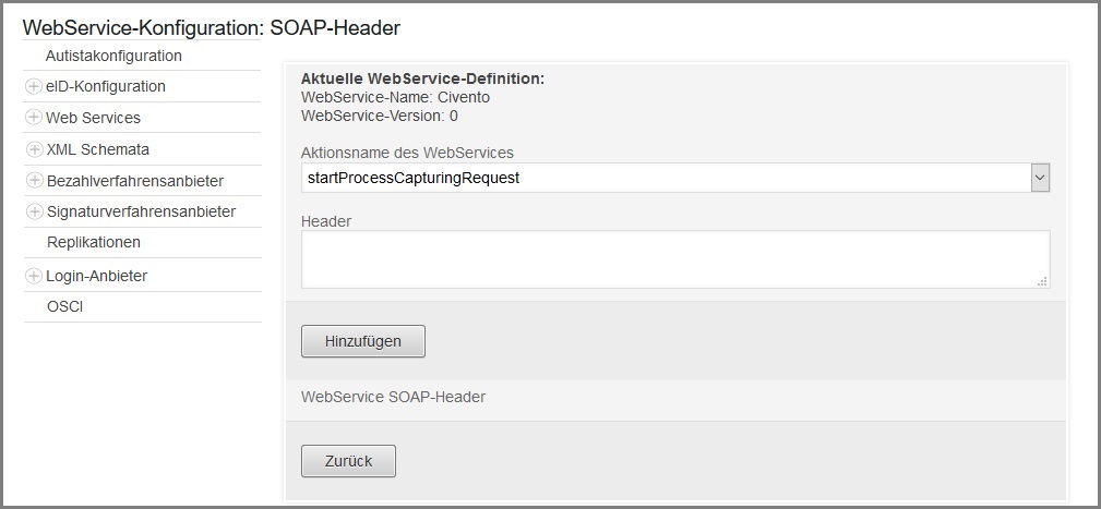 Konfiguration Webservice SOAP-Header
