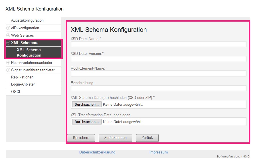XML Schemata in der erweiterten Modulkonfiguration