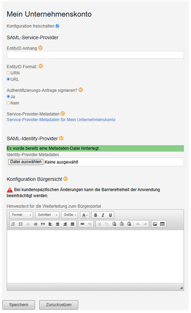 Dialog Mein Unternehmenskonto