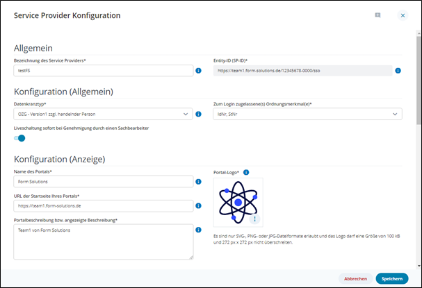 Dialog Service Provider Konfiguration