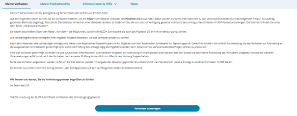 Einstiegsseite Vorhaben beantragen