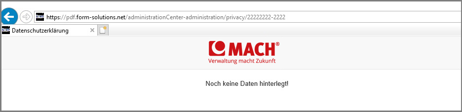 Angezeigter Text, wenn keine Datenschutzerklärung hinterlegt wurde