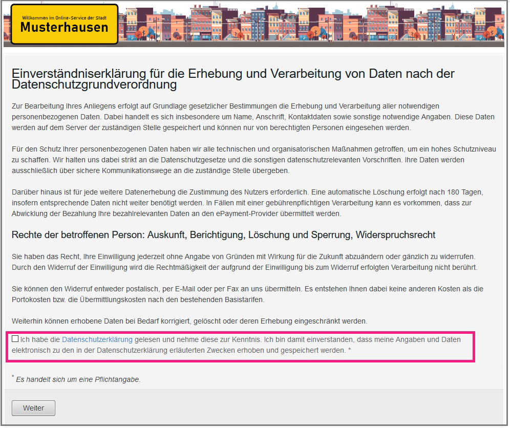 Änderung Text Einwilligungserklärung Kontrollkästchen
