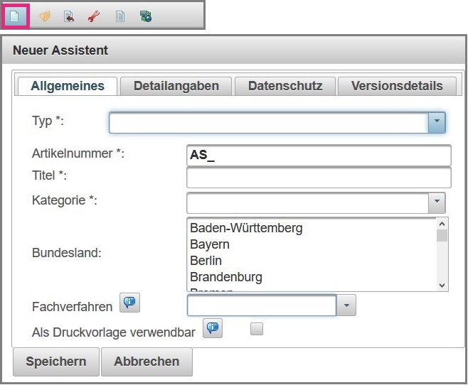 Neuer Assistent erstellen