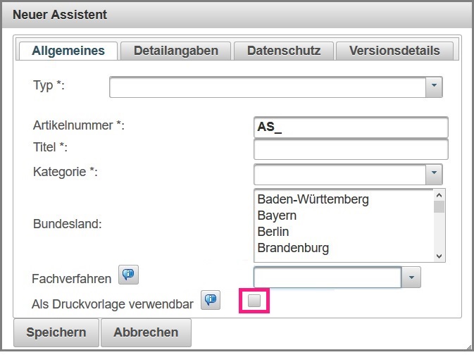 Assistenteneigenschaften