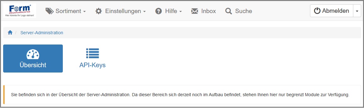 Ansicht der Übersicht „Server-Administration“