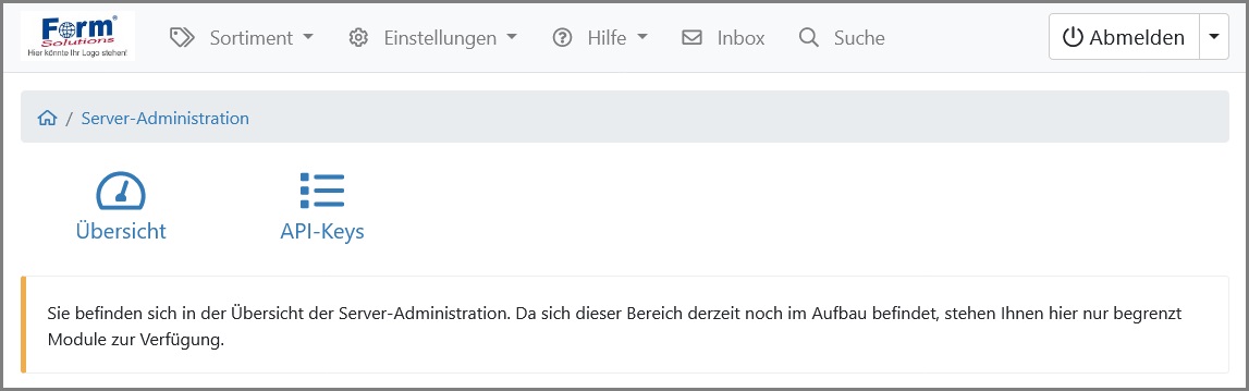 Ansicht der Übersicht „Server-Administration“